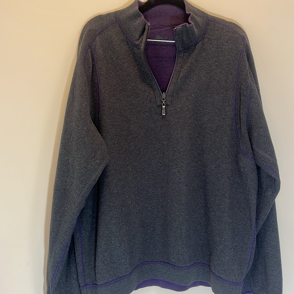 Tommy Bahama Purple & Gray Reversible Half-Zip Sweatshirt Size Large - Picture 5 of 8